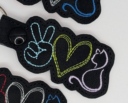 Peace Love Cat Keychains