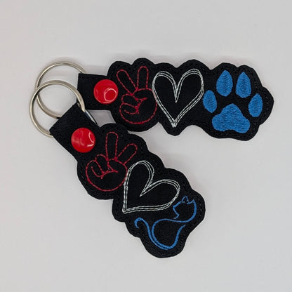 Peace Love Cat Keychains