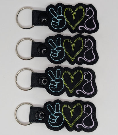 Peace Love Cat Keychains