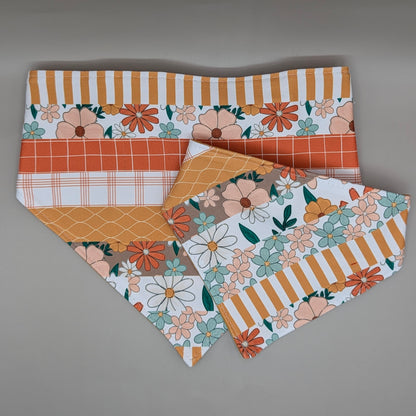 Bright Floral stripes Scrunchie Pet Bandana