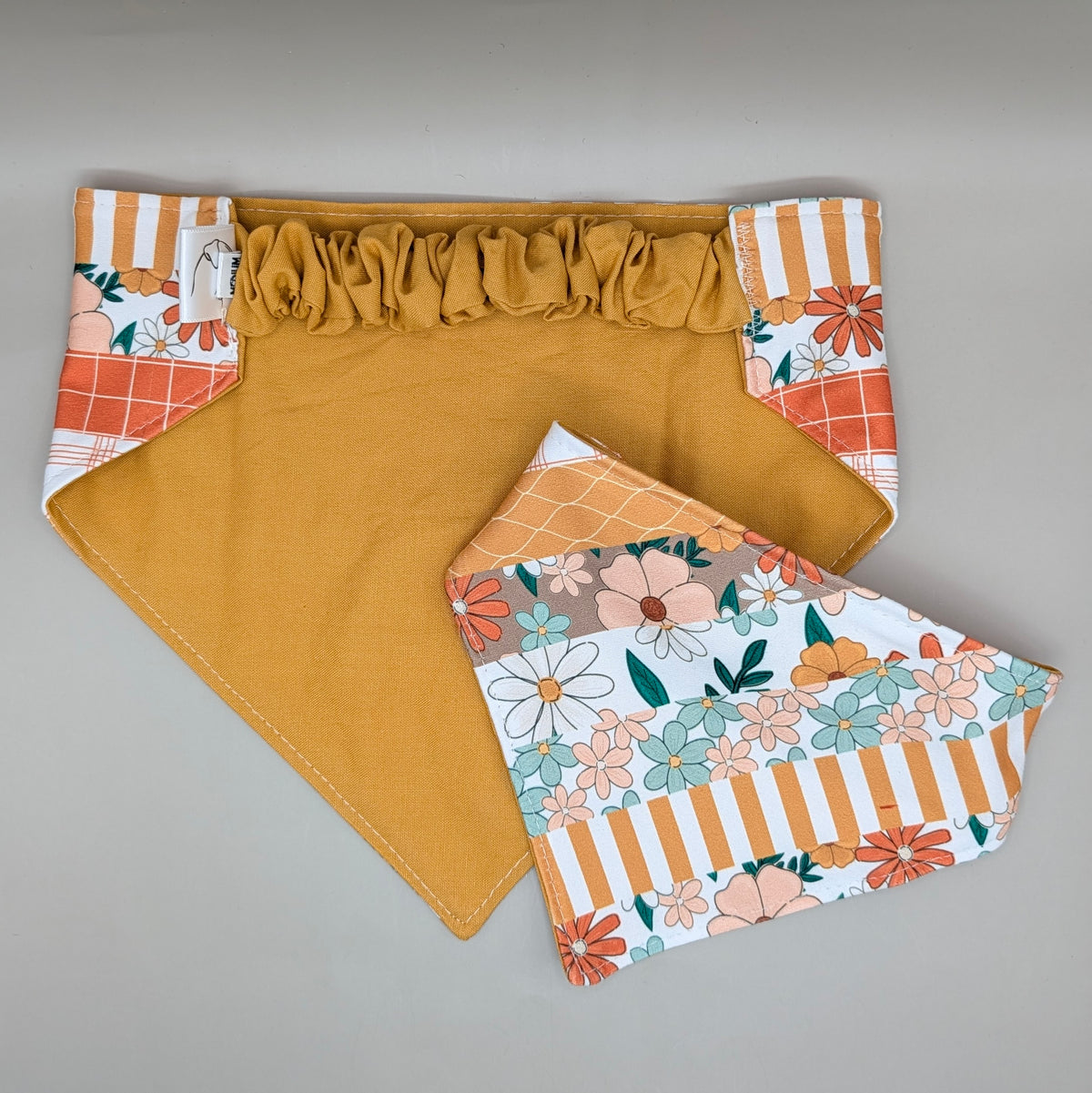 Bright Floral stripes Scrunchie Pet Bandana
