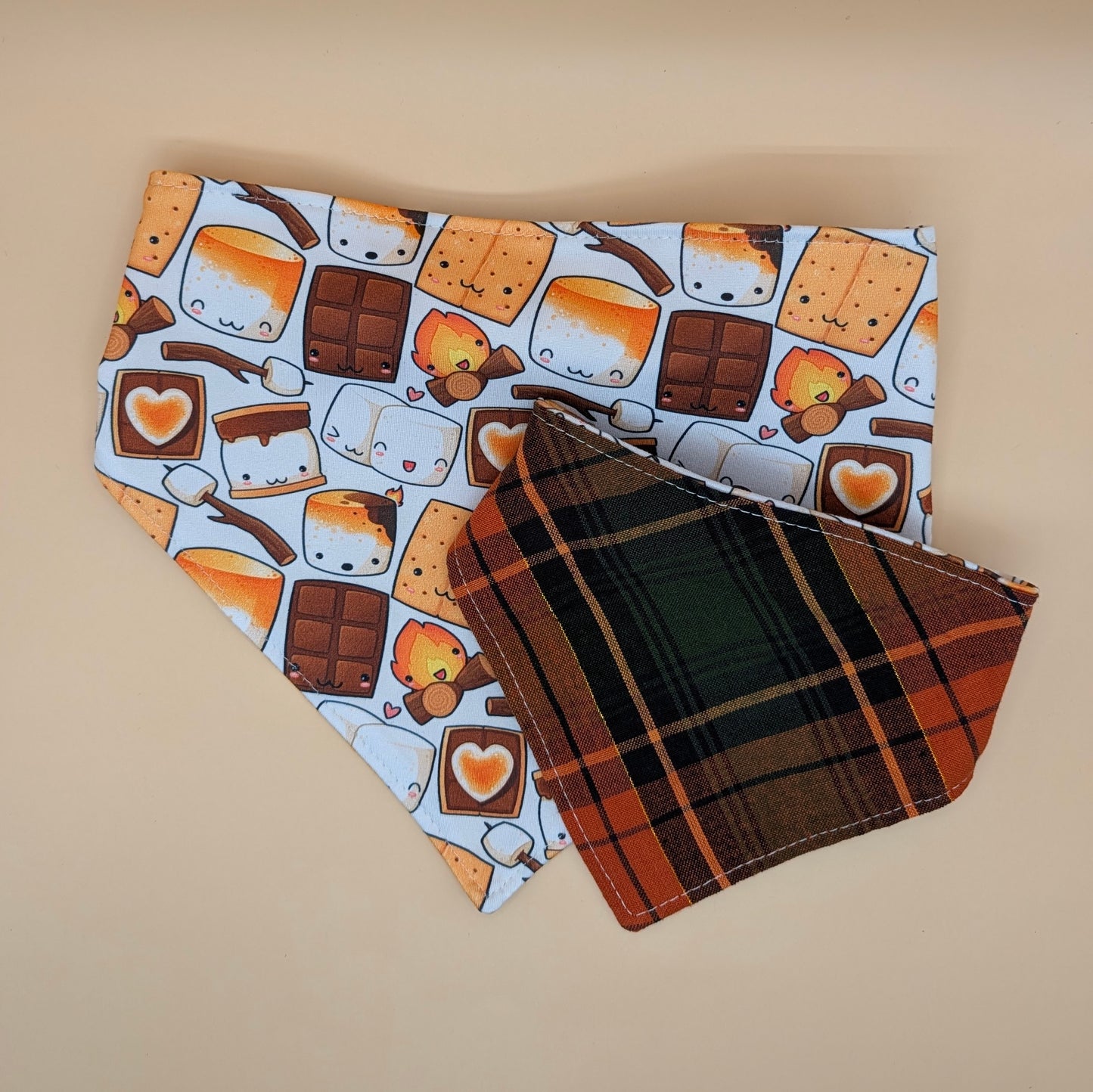 Reversible Scrunchie Bandana- S'mores Plaid