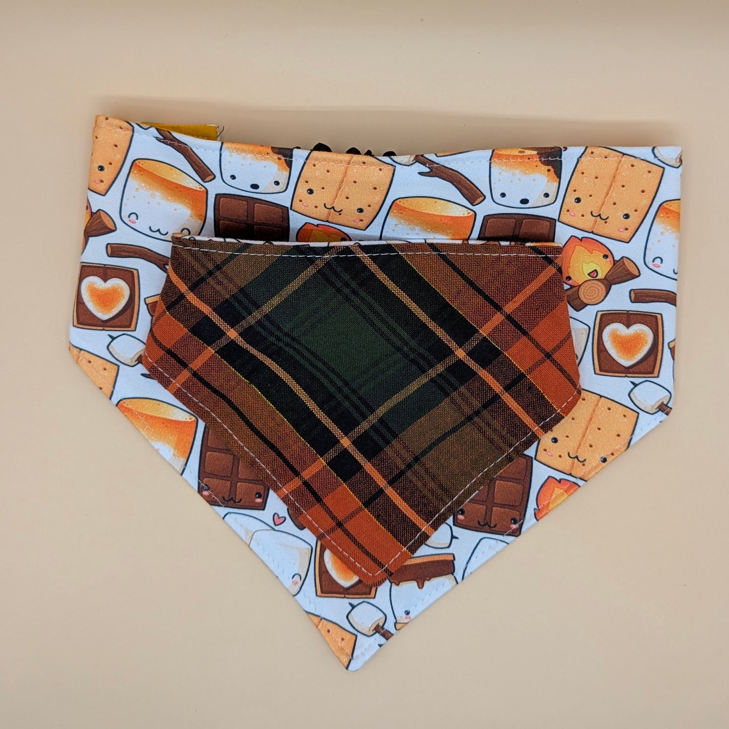 Reversible Scrunchie Bandana- S'mores Plaid
