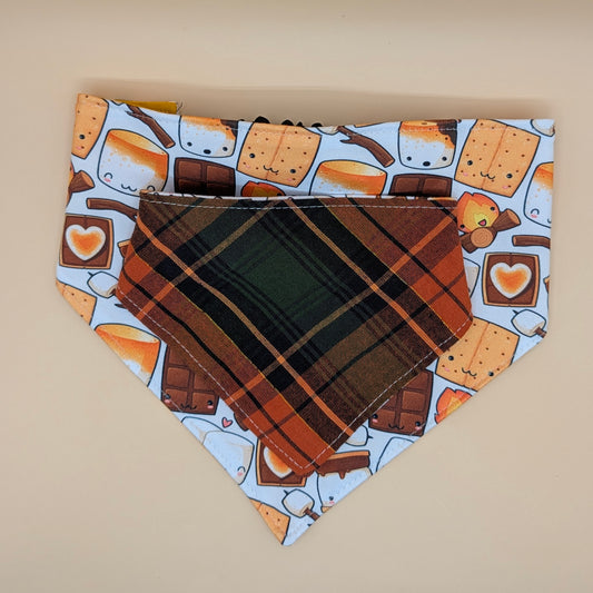 Reversible Scrunchie Bandana- S'mores Plaid