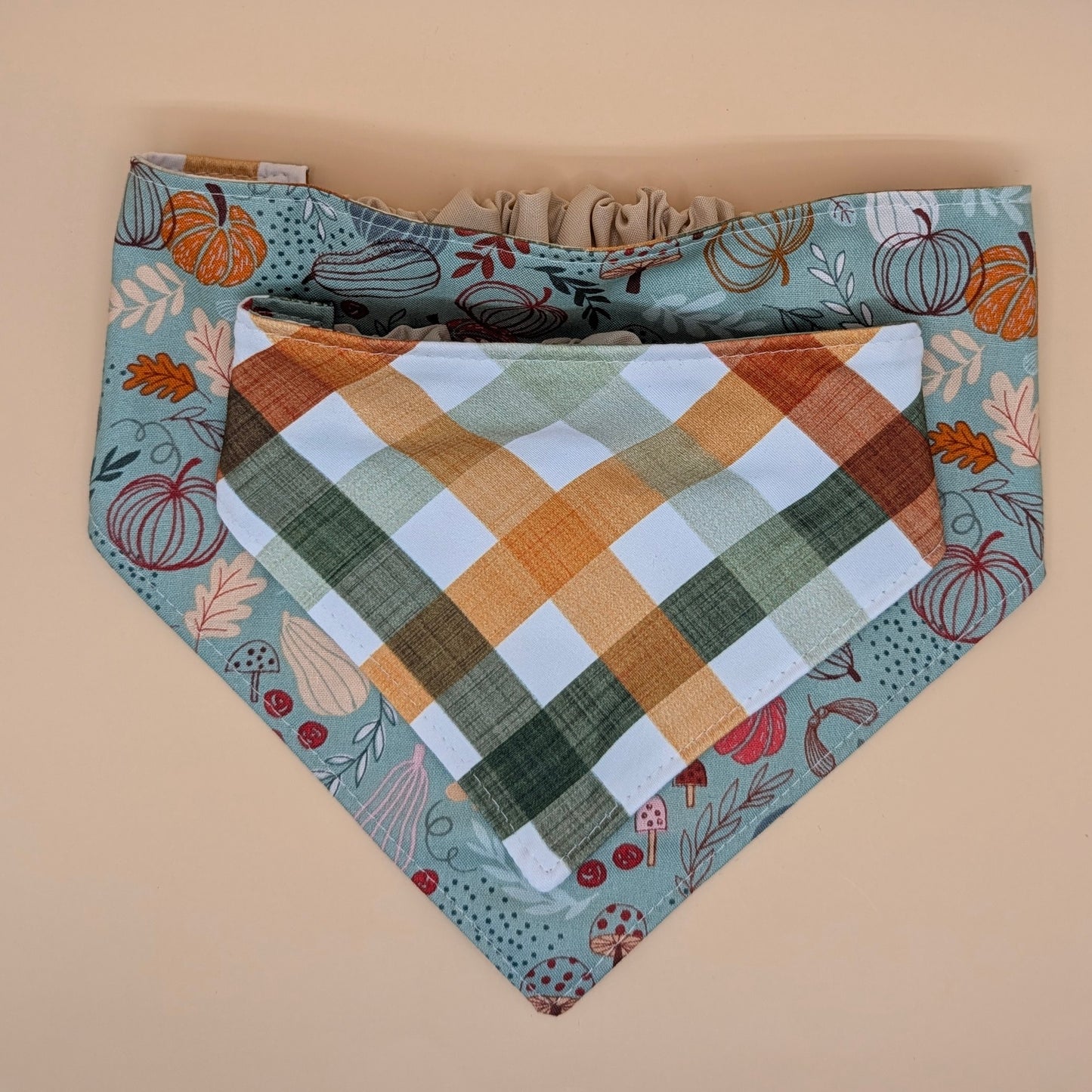 Reversible Scrunchie Bandana- Fall Gathering Plaid