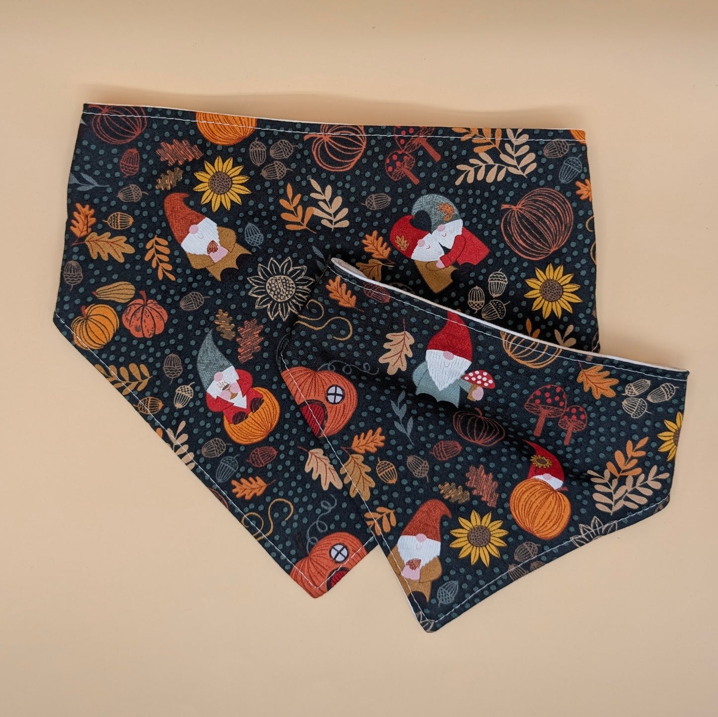 Reversible Scrunchie Bandana- Fall Gnomes Plaid