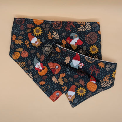 Reversible Scrunchie Bandana- Fall Gnomes Plaid