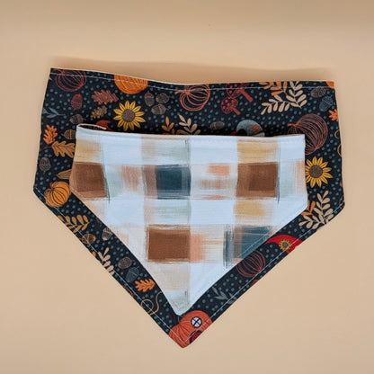 Reversible Scrunchie Bandana- Fall Gnomes Plaid