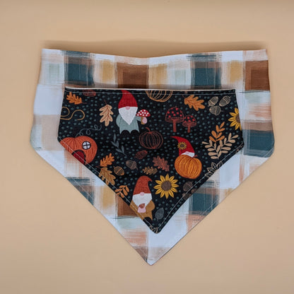 Reversible Scrunchie Bandana- Fall Gnomes Plaid