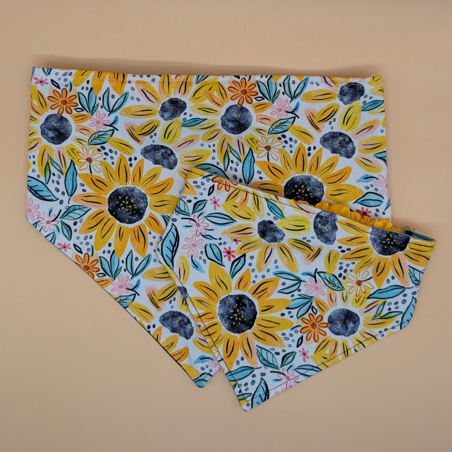 Scrunchie Bandanas (single side)- Watercolor Sunflower