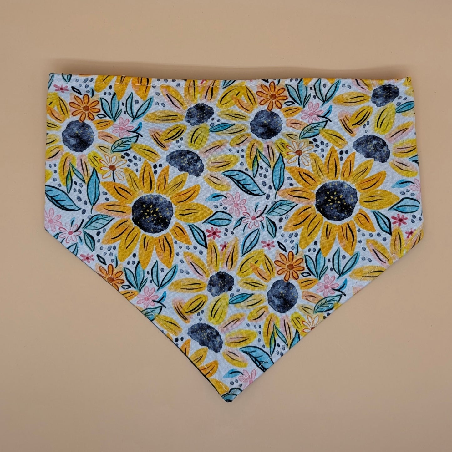 Scrunchie Bandanas (single side)- Watercolor Sunflower