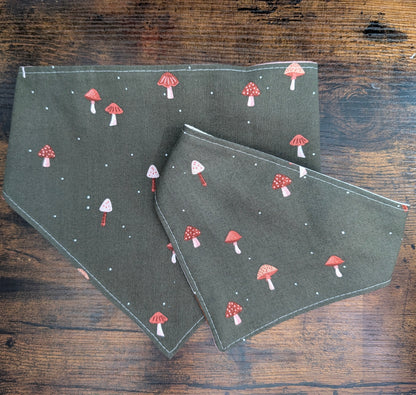 Mushrooms-Stripe Scrunchie Bandana - Reversible