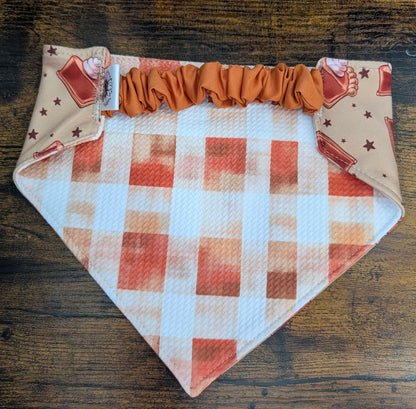 Pumpkin Pie / Plaid Scrunchie Bandana - Reversible