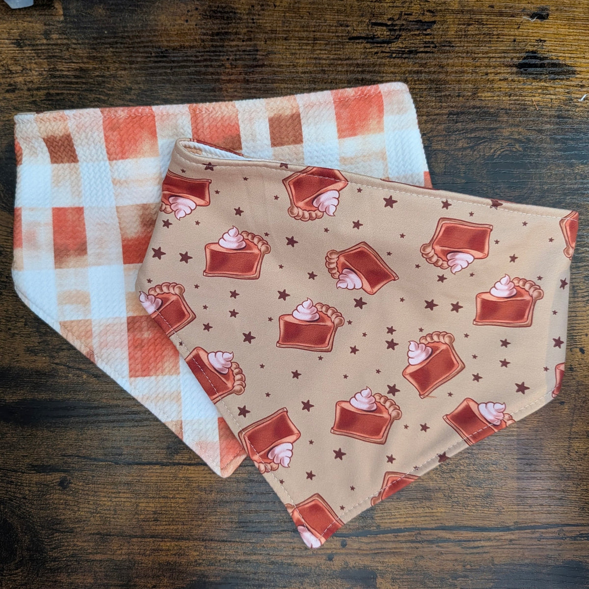 Pumpkin Pie / Plaid Scrunchie Bandana - Reversible