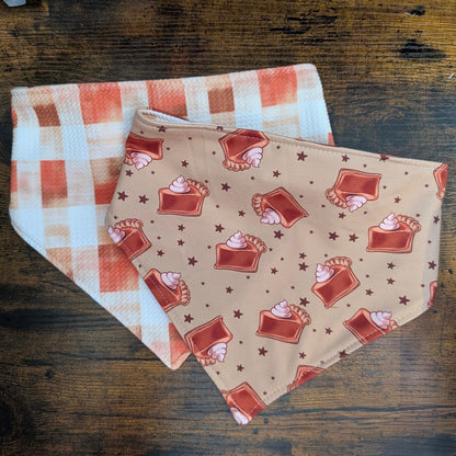 Pumpkin Pie / Plaid Scrunchie Bandana - Reversible