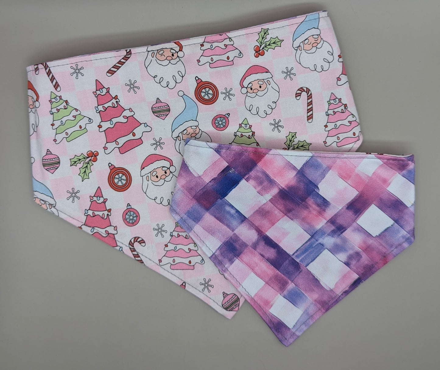 Pink Santa Scrunchie Bandana- Reversible