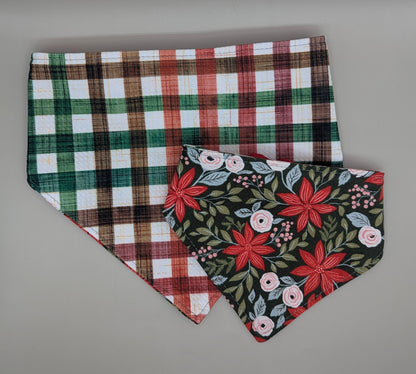 Christmas Floral Scrunchie Bandana- Reversible