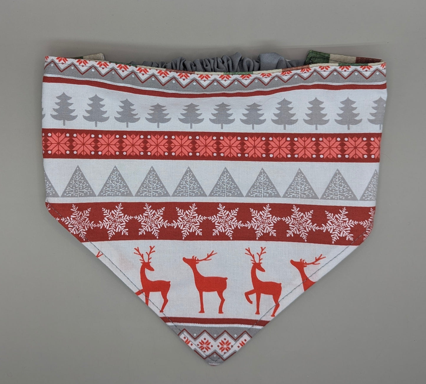 Red Reindeer Scrunchie Bandana- Reversible