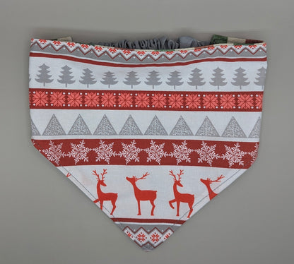 Red Reindeer Scrunchie Bandana- Reversible