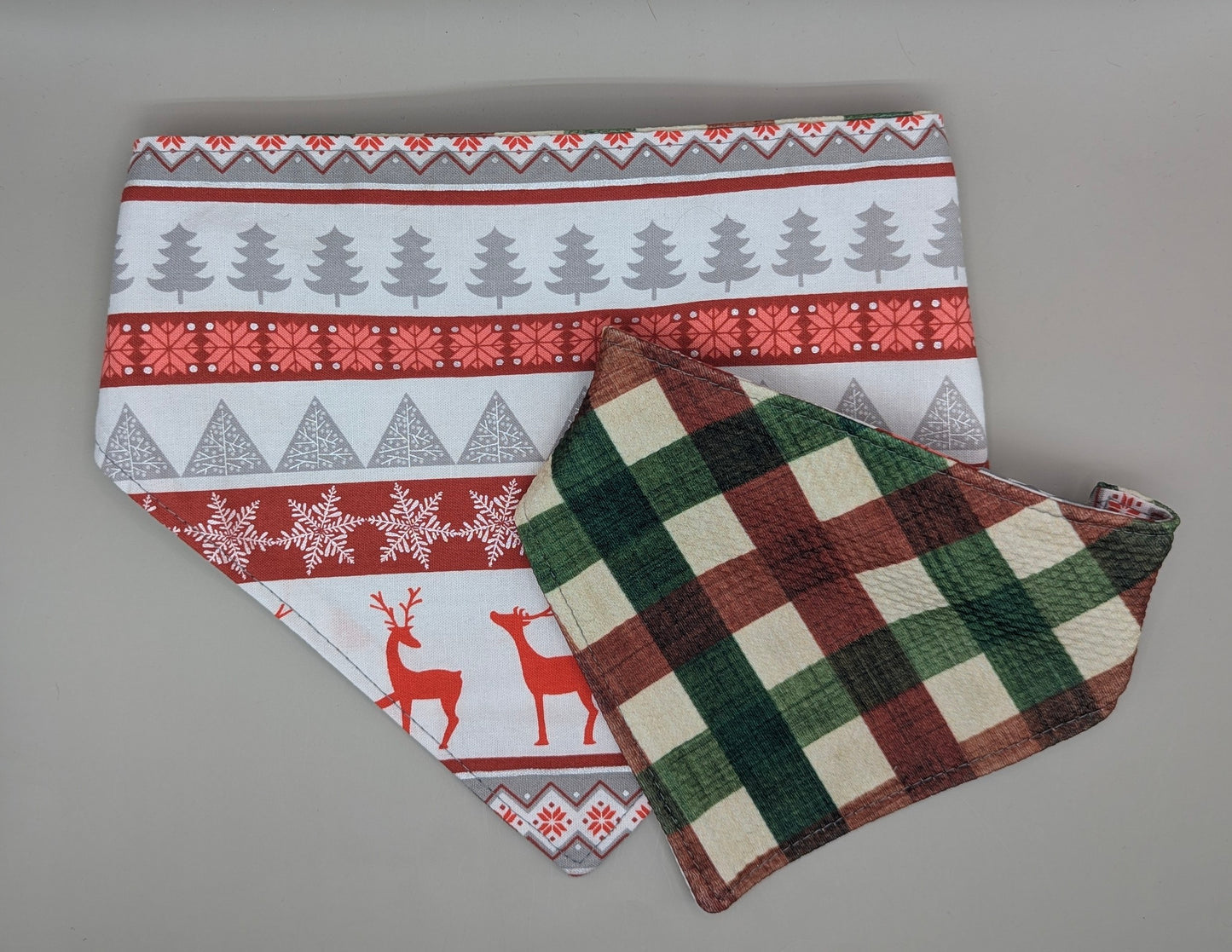 Red Reindeer Scrunchie Bandana- Reversible