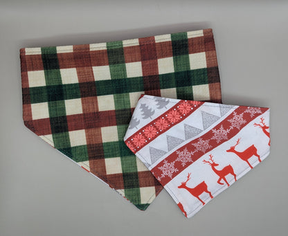 Red Reindeer Scrunchie Bandana- Reversible