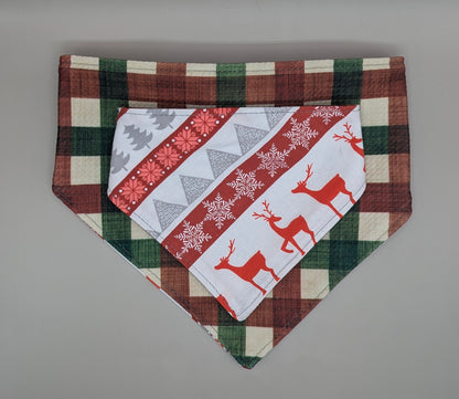 Red Reindeer Scrunchie Bandana- Reversible