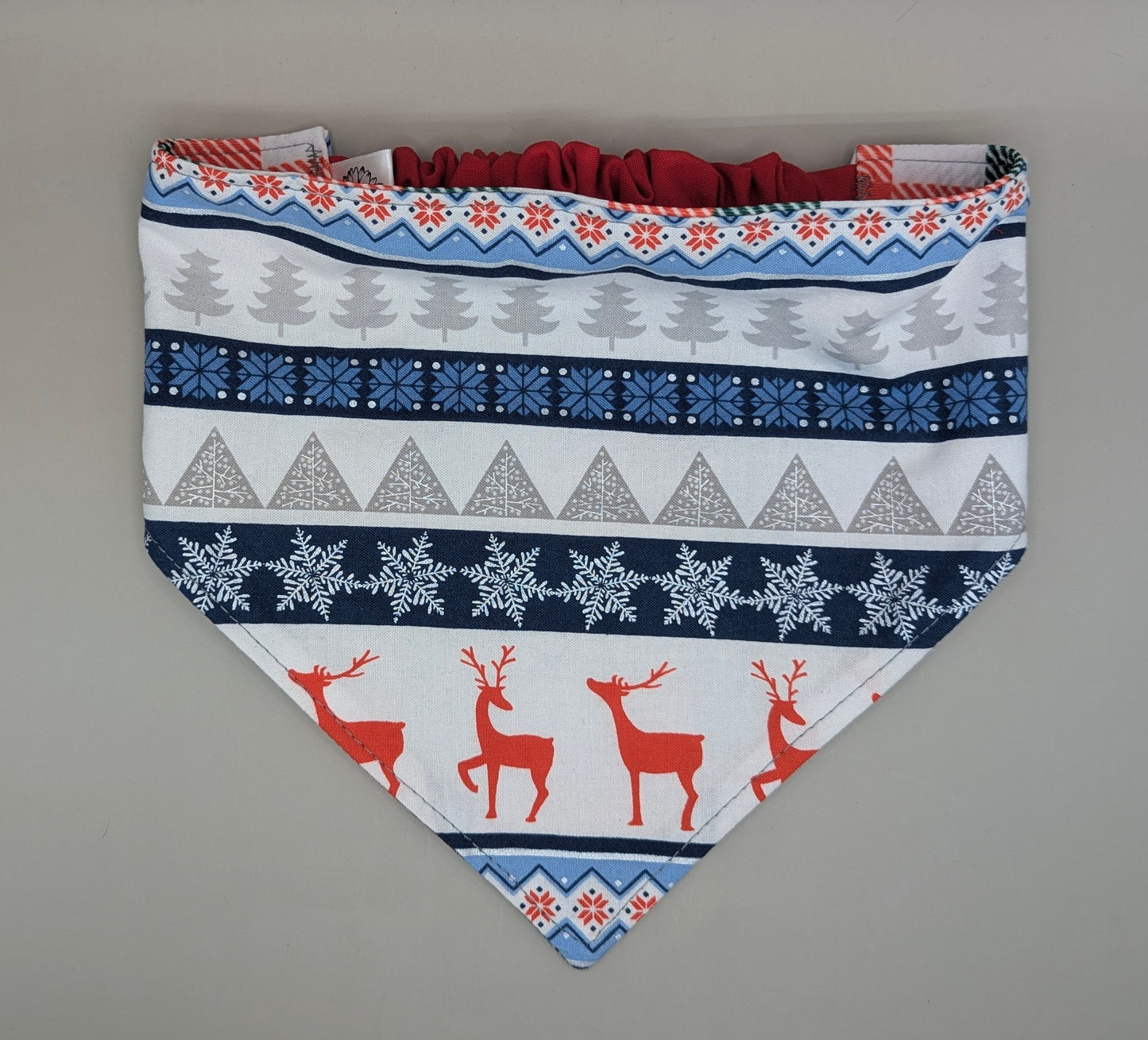 Blue Reindeer Scrunchie Bandana- Reversible