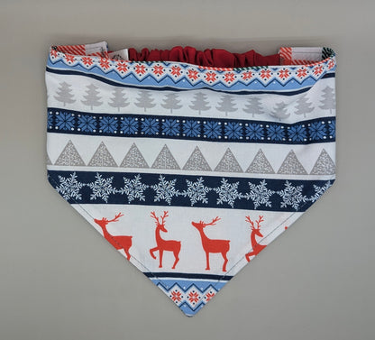 Blue Reindeer Scrunchie Bandana- Reversible