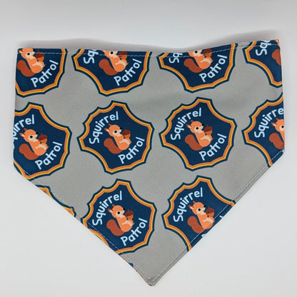 Squirrel Patrol Scrunchie Bandana blue plaid -reversible