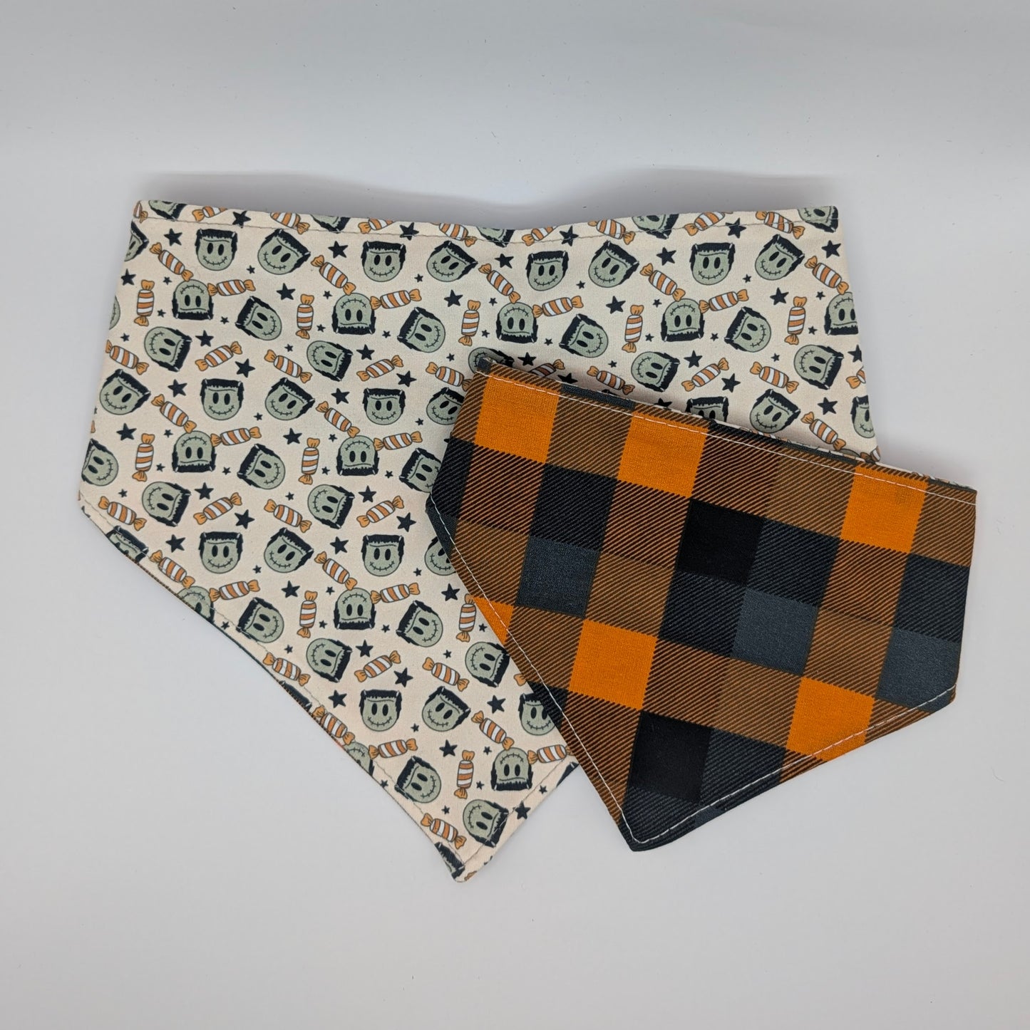 Frank's Monster Scrunchie bandana/plaid- reversible