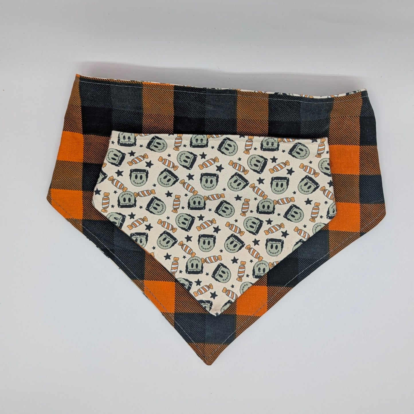 Frank's Monster Scrunchie bandana/plaid- reversible