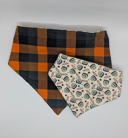 Frank's Monster Scrunchie bandana/plaid- reversible