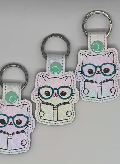Reading Cat Keychains