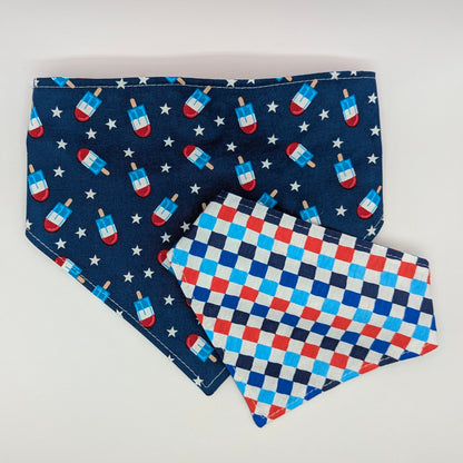 RWB Popsicle Checkers Scrunchie Bandana-reversible