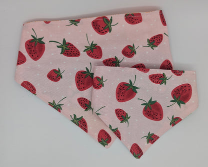 Strawberry and Paws Scrunchie Bandana-reversible