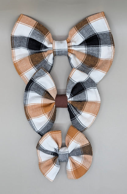 Bellie Bear Bows - Brown Plaid