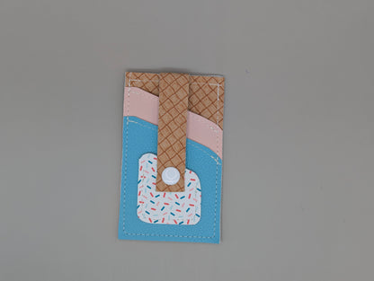 Card wallet /w coin pocket- Blue sprinkle cone