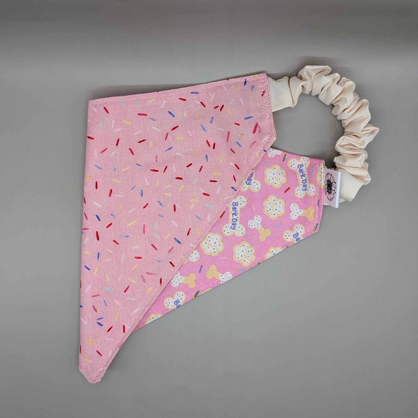 Pink Barkday Scrunchie Bandana-Reversible