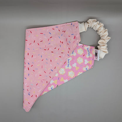 Pink Barkday Scrunchie Bandana-Reversible