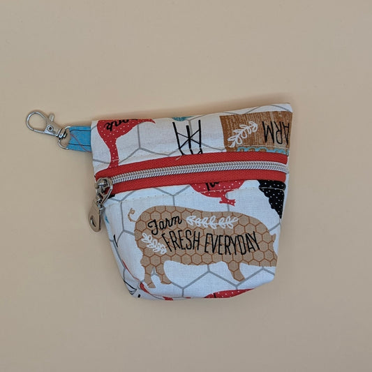 Red Farm Animals Mini Pouch