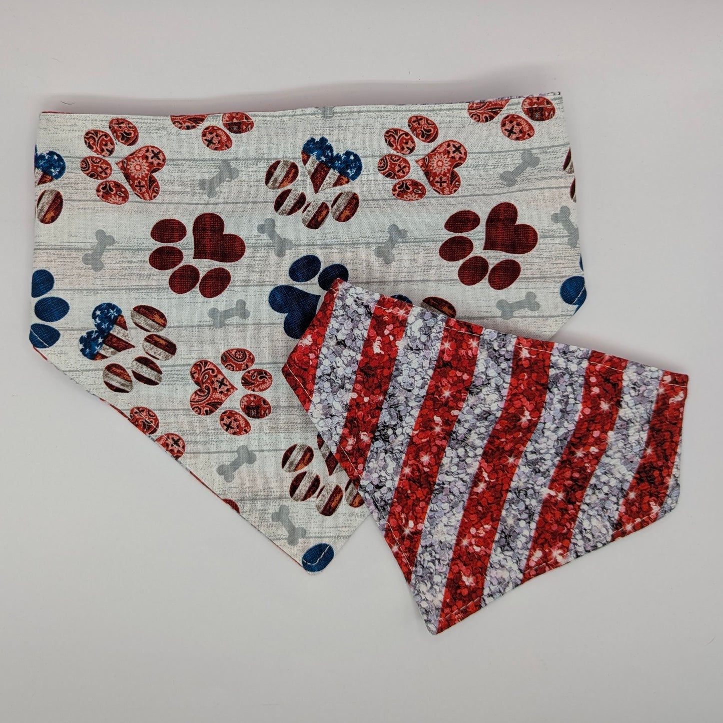 Paws and stripes (faux glitter)Scrunchie Bandana-reversible