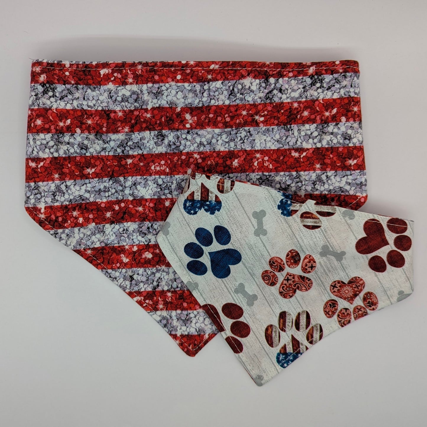 Paws and stripes (faux glitter)Scrunchie Bandana-reversible