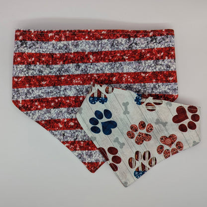 Paws and stripes (faux glitter)Scrunchie Bandana-reversible