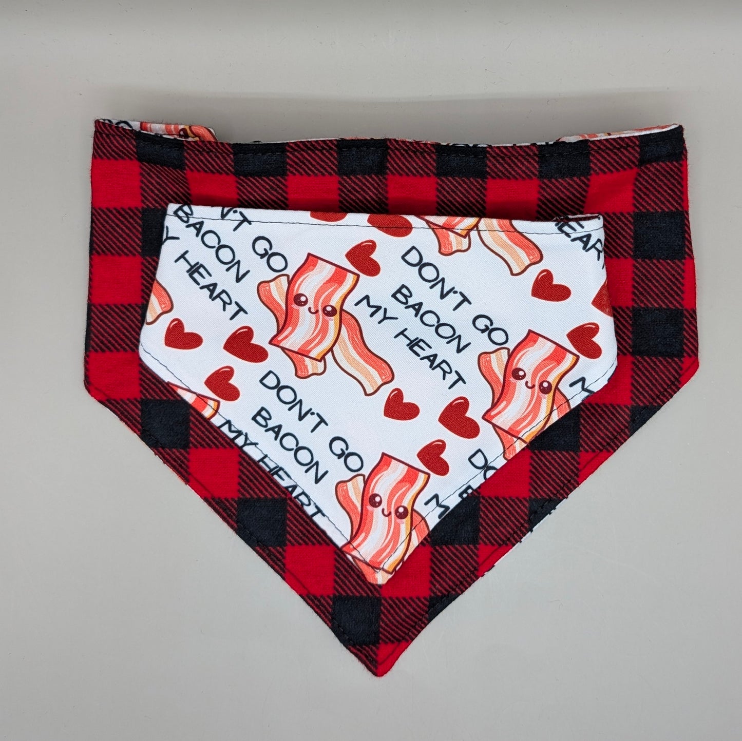 Reversible Scrunchie Bandana- Don't Go Bacon-red