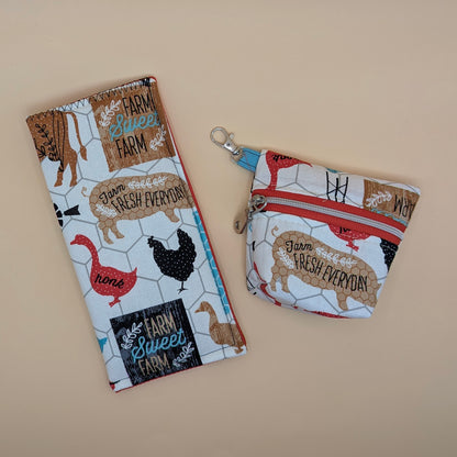 Red Farm Animals Clutch Bag