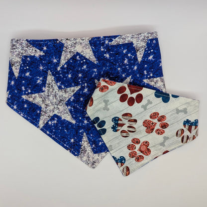 Paws and Stars (faux glitter) Scrunchie Bandana-reversible