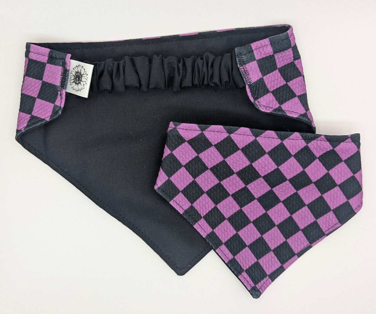 Purple checkers Scrunchie Pet Bandana