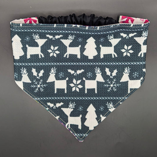 Reindeer Pattern/Rainbow snowflake Scrunchie Bandana- Reversible