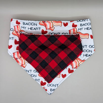 Reversible Scrunchie Bandana- Don't Go Bacon-red