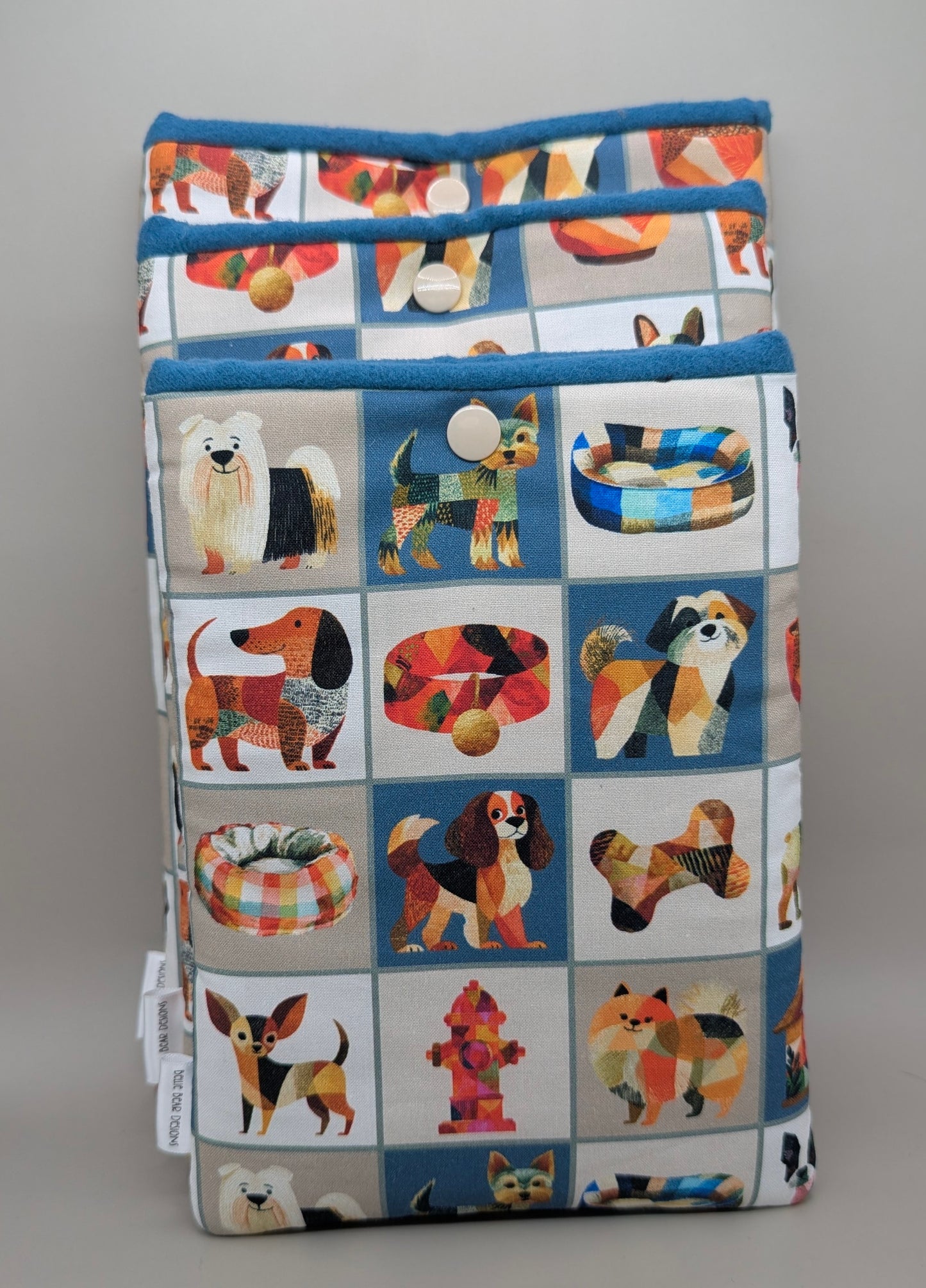Patchwork Pups reader sleeve